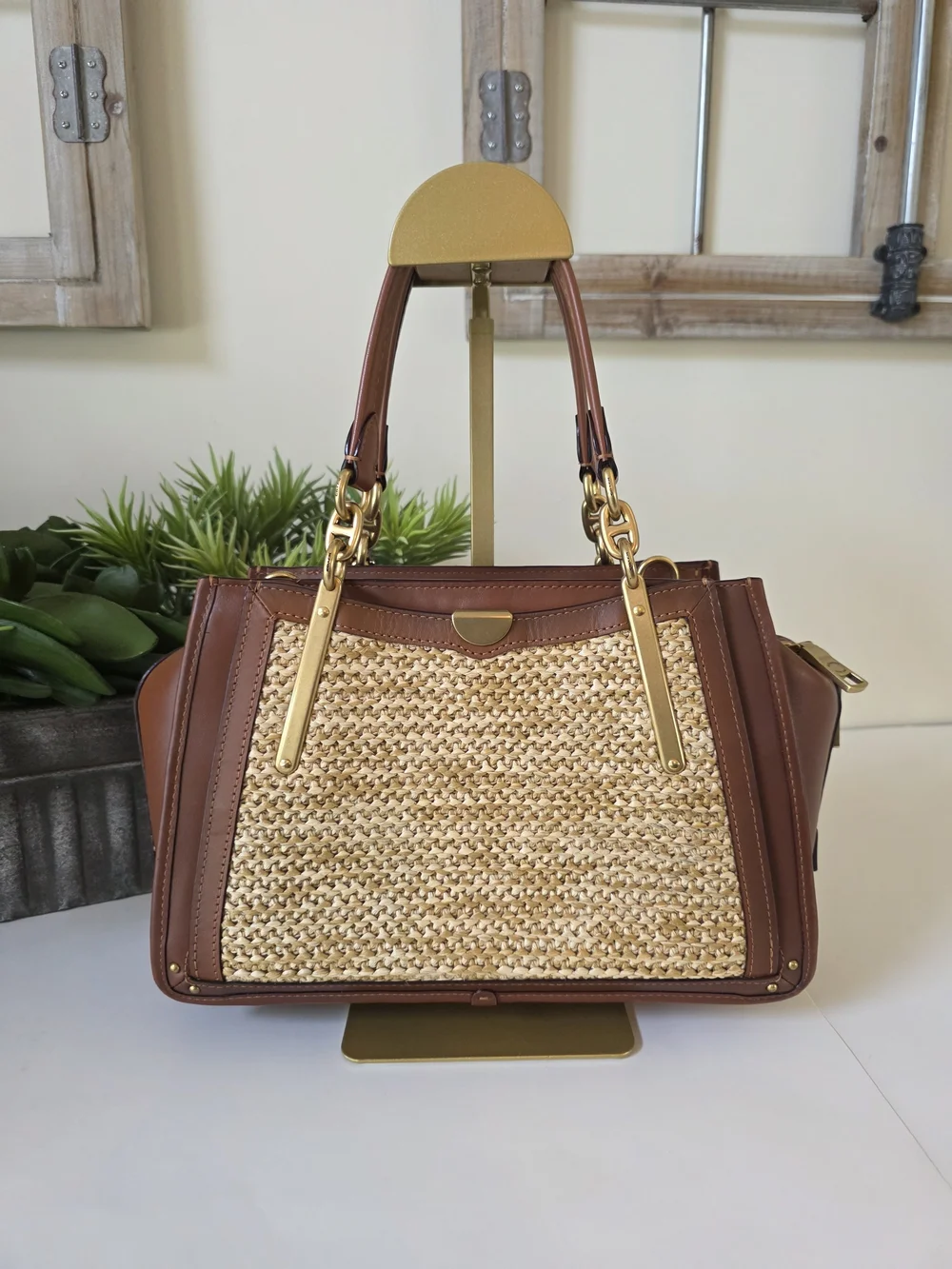 Coach Limited Edition Dreamer Leather & Woven Fabric Satchel Crossbody Bag - Picture 7 of 16